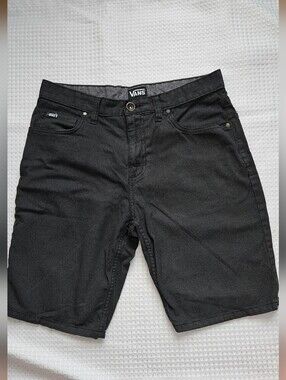 Vans Men's Black Grey Checkered Print Flat Front Shorts Size 30
